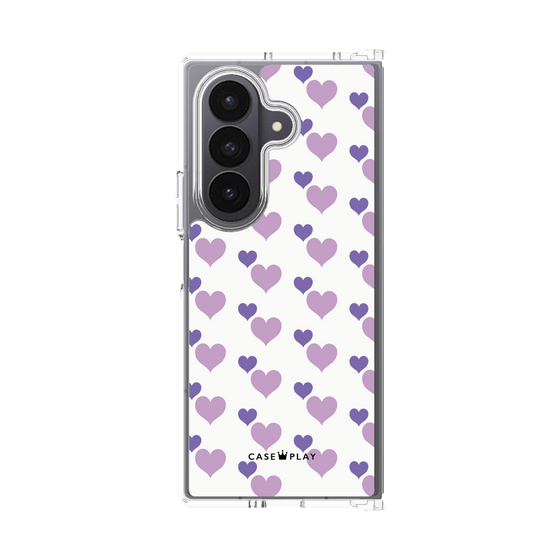 クリアケース［ Stripe Hearts - Purple ］