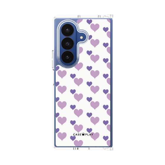 クリアケース［ Stripe Hearts - Purple ］