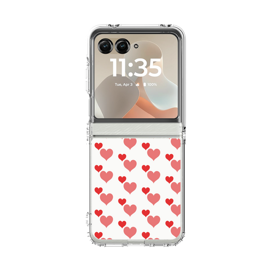 クリアケース［ Stripe Hearts - Red ］