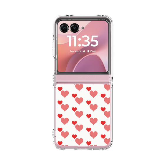 クリアケース［ Stripe Hearts - Red ］