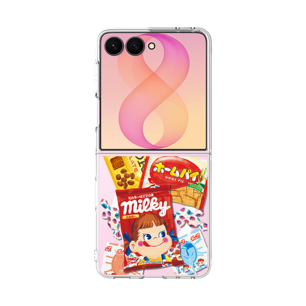 みゆきページスマホケース クリアケース for Samsung Galaxy Z Flip8［ ペコちゃん - お菓子