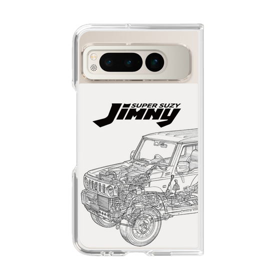 クリアケース［ Jimny SUPER SUZY - Jimny Line drawing - White ］