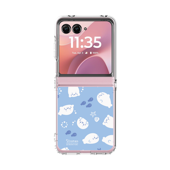 クリアケース［ しろたん - 泳ぎ柄 ］