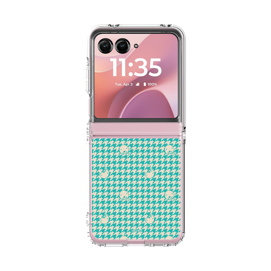 クリアケース［ ぼのぼの - ぼのぼの千鳥格子柄 - ターコイズブルー ］