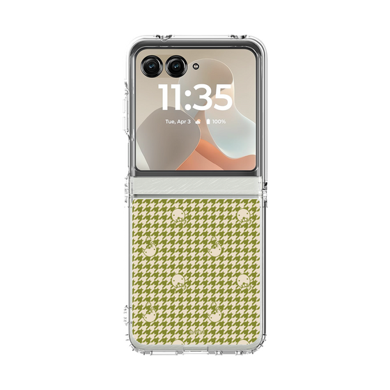 クリアケース［ ぼのぼの - ぼのぼの千鳥格子柄 - カーキ ］