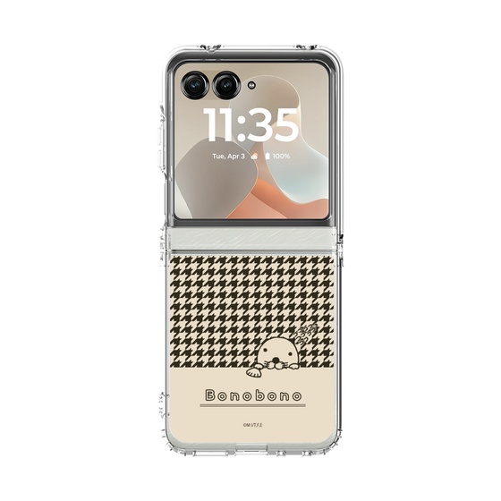 クリアケース［ ぼのぼの - ぼのぼのと千鳥格子 - ブラック ］