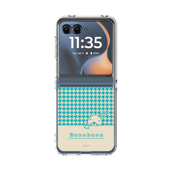 クリアケース［ ぼのぼの - ぼのぼのと千鳥格子 - ターコイズブルー ］