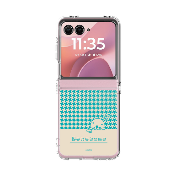 クリアケース［ ぼのぼの - ぼのぼのと千鳥格子 - ターコイズブルー ］