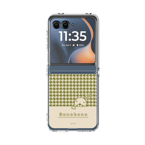 クリアケース［ ぼのぼの - ぼのぼのと千鳥格子 - カーキ ］