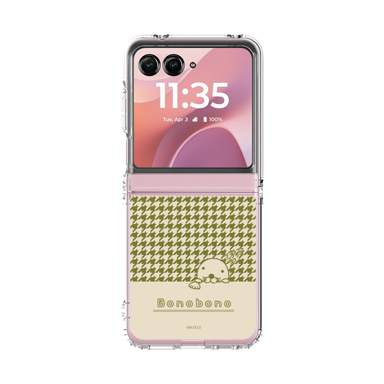 クリアケース［ ぼのぼの - ぼのぼのと千鳥格子 - カーキ ］