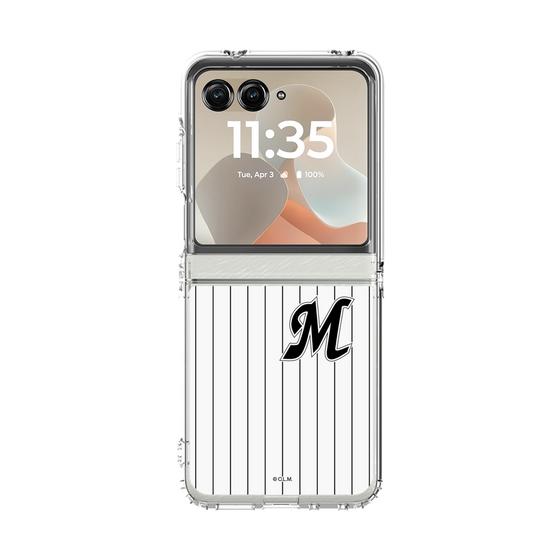 クリアケース［ 千葉ロッテマリーンズ - イニシャルロゴ - マリーンズストライプ ］