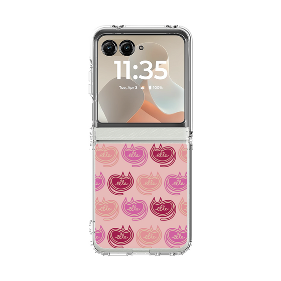 クリアケース［ ELLE - Cat Pattern - ピンク ］