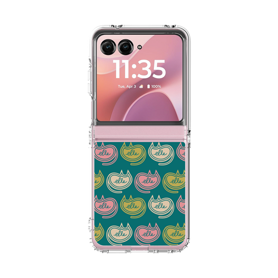 クリアケース［ ELLE - Cat Pattern - グリーン ］