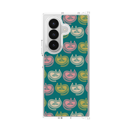 クリアケース［ ELLE - Cat Pattern - グリーン ］