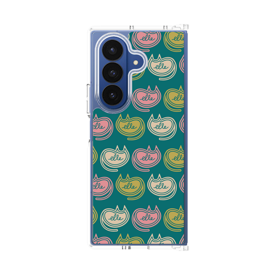 クリアケース［ ELLE - Cat Pattern - グリーン ］