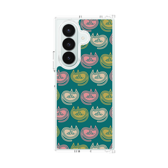 クリアケース［ ELLE - Cat Pattern - グリーン ］