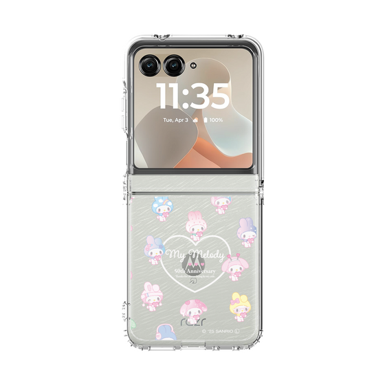 クリアケース［ マイメロディ50周年・クロミ20周年 - マイメロディ - ガーリーポップハート総柄 ］