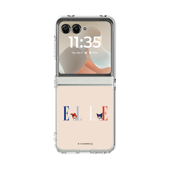 クリアケース［ ELLE×マイメロディ＆クロミ - ロゴ - ベージュ ］