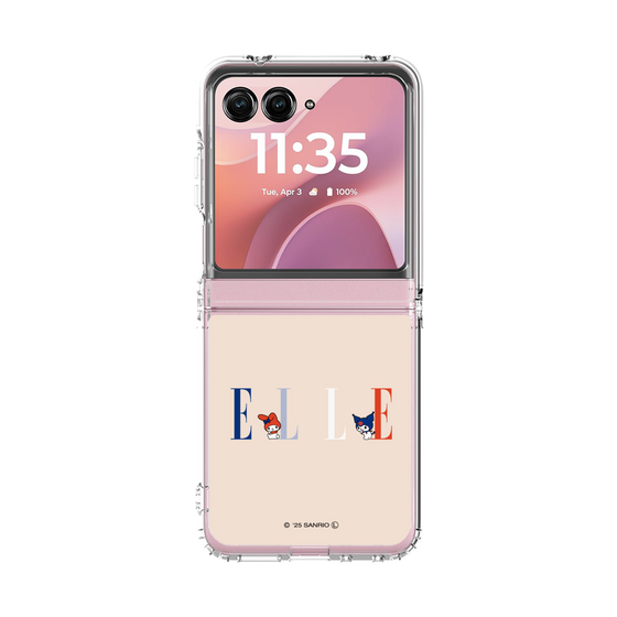 クリアケース［ ELLE×マイメロディ＆クロミ - ロゴ - ベージュ ］