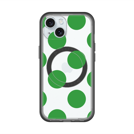 スリムプロテクションプレミアムケース with MagSafe［ シンプルドット - Green ］