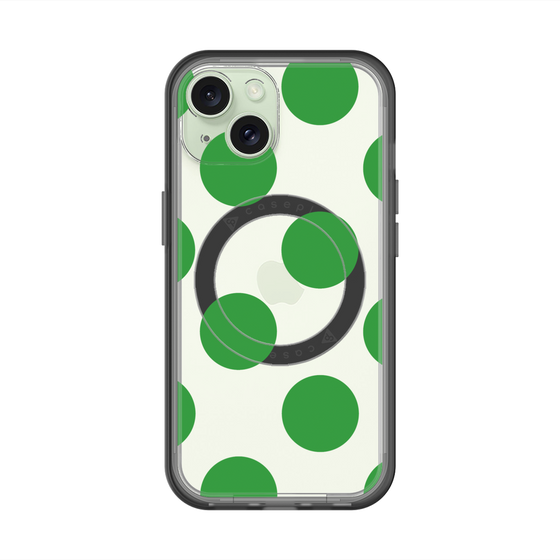 スリムプロテクションプレミアムケース with MagSafe［ シンプルドット - Green ］