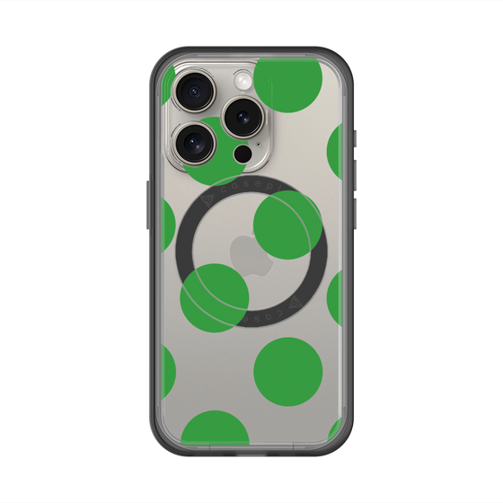 スリムプロテクションプレミアムケース with MagSafe［ シンプルドット - Green ］