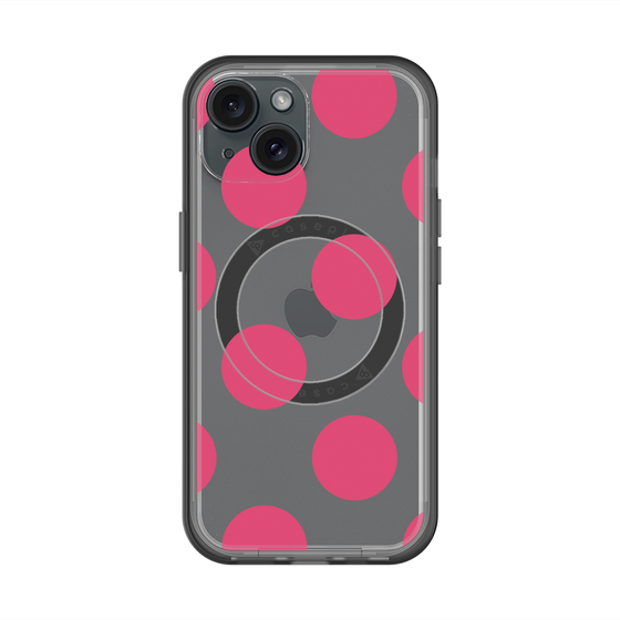 スリムプロテクションプレミアムケース with MagSafe［ シンプルドット - Pink ］