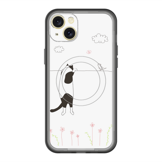 スリムプロテクションプレミアムケース with MagSafe［ 夢中に覗く三毛ねこ ］
