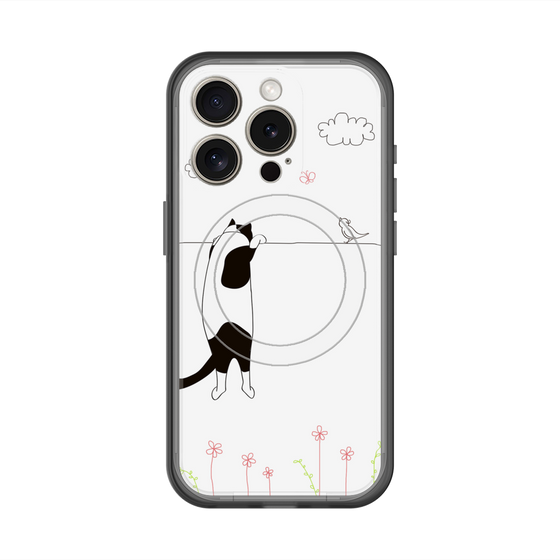 スリムプロテクションプレミアムケース with MagSafe［ 夢中に覗く三毛ねこ ］