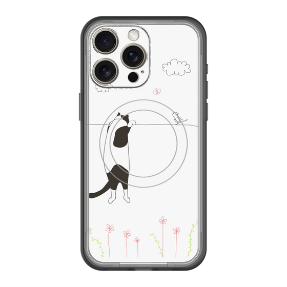 スリムプロテクションプレミアムケース with MagSafe［ 夢中に覗く三毛ねこ ］