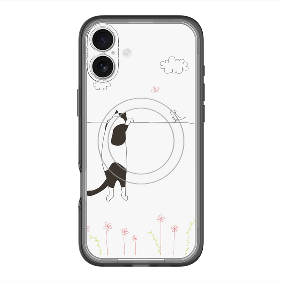 スリムプロテクションプレミアムケース with MagSafe［ 夢中に覗く三毛ねこ ］