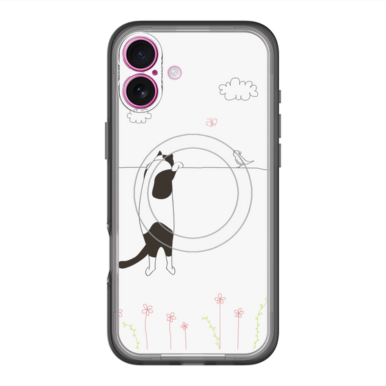 スリムプロテクションプレミアムケース with MagSafe［ 夢中に覗く三毛ねこ ］