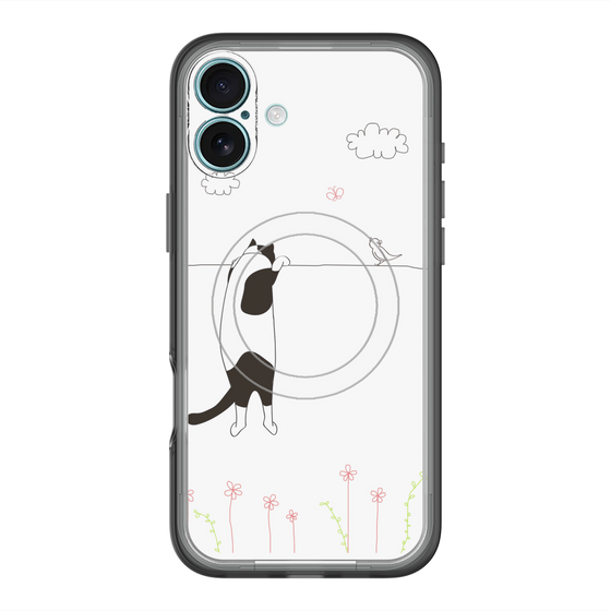 スリムプロテクションプレミアムケース with MagSafe［ 夢中に覗く三毛ねこ ］