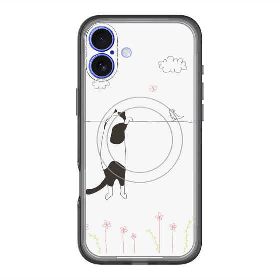スリムプロテクションプレミアムケース with MagSafe［ 夢中に覗く三毛ねこ ］