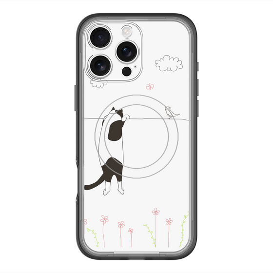 スリムプロテクションプレミアムケース with MagSafe［ 夢中に覗く三毛ねこ ］
