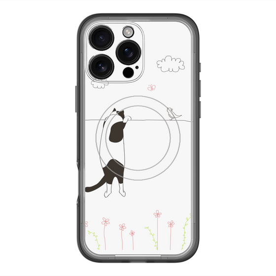 スリムプロテクションプレミアムケース with MagSafe［ 夢中に覗く三毛ねこ ］