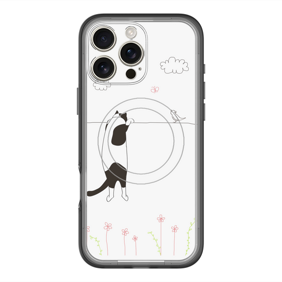 スリムプロテクションプレミアムケース with MagSafe［ 夢中に覗く三毛ねこ ］