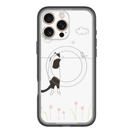 スリムプロテクションプレミアムケース with MagSafe［ 夢中に覗く三毛ねこ ］