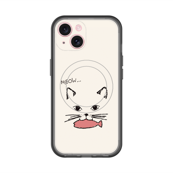 スリムプロテクションプレミアムケース with MagSafe［ 食いしん坊なねこ - White ］