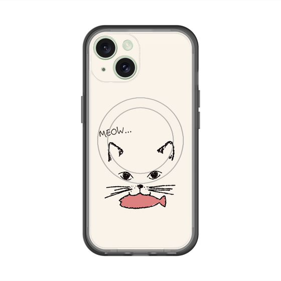 スリムプロテクションプレミアムケース with MagSafe［ 食いしん坊なねこ - White ］
