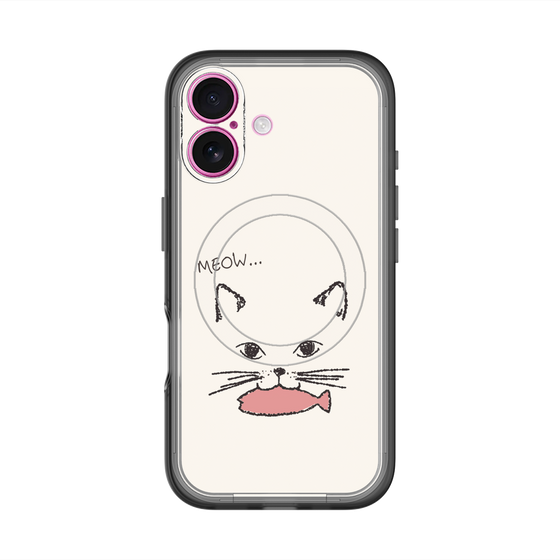 スリムプロテクションプレミアムケース with MagSafe［ 食いしん坊なねこ - White ］