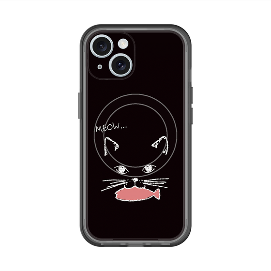 スリムプロテクションプレミアムケース with MagSafe［ 食いしん坊なねこ - Black ］