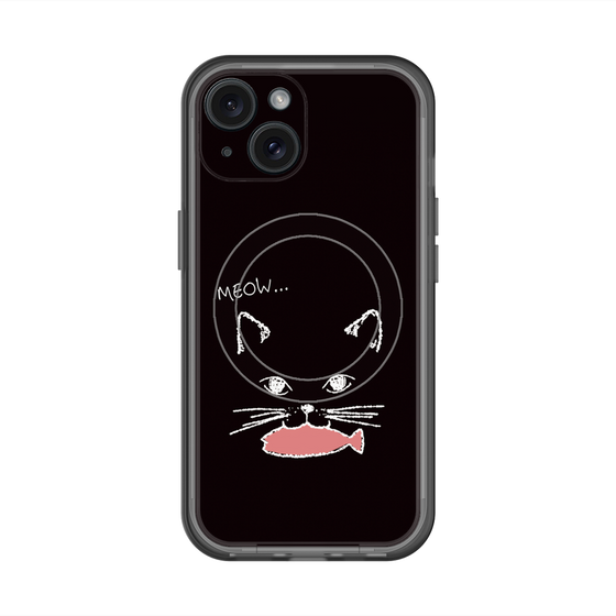 スリムプロテクションプレミアムケース with MagSafe［ 食いしん坊なねこ - Black ］