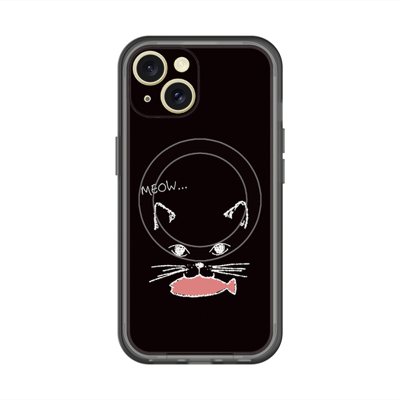 スリムプロテクションプレミアムケース with MagSafe［ 食いしん坊なねこ - Black ］
