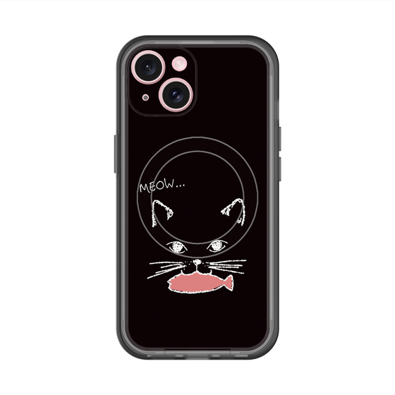 スリムプロテクションプレミアムケース with MagSafe［ 食いしん坊なねこ - Black ］