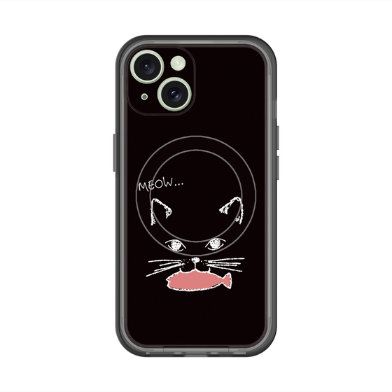 スリムプロテクションプレミアムケース with MagSafe［ 食いしん坊なねこ - Black ］