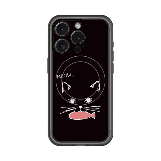 スリムプロテクションプレミアムケース with MagSafe［ 食いしん坊なねこ - Black ］
