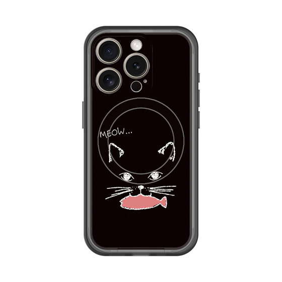 スリムプロテクションプレミアムケース with MagSafe［ 食いしん坊なねこ - Black ］