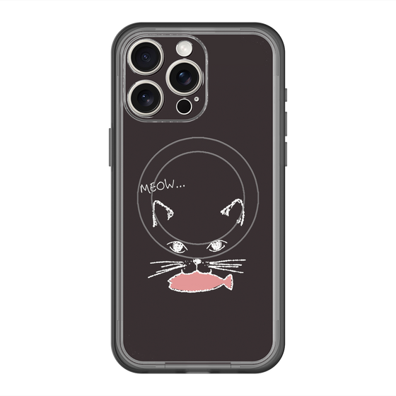 スリムプロテクションプレミアムケース with MagSafe［ 食いしん坊なねこ - Black ］