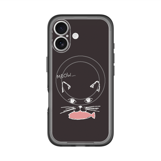 スリムプロテクションプレミアムケース with MagSafe［ 食いしん坊なねこ - Black ］
